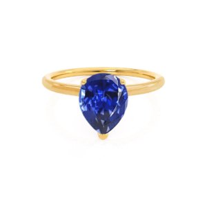 Pear Blue Sapphire Petite Solitaire Ring