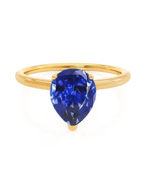 Pear Blue Sapphire Petite Solitaire Ring
