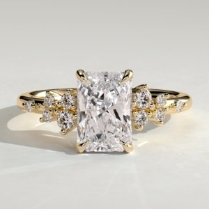 Radiant 4 Claw Solitaire Clustered Engagement Ring
