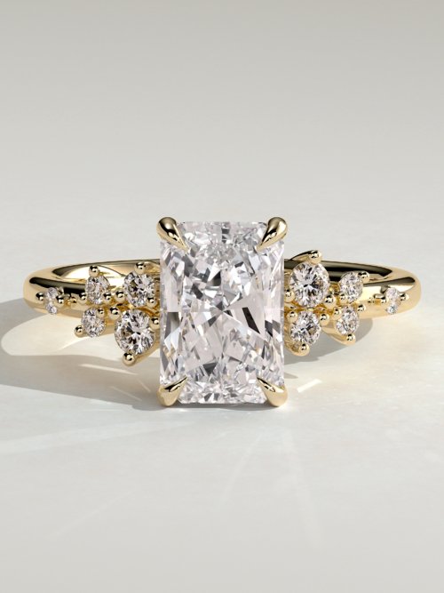 Radiant 4 Claw Solitaire Clustered Engagement Ring
