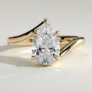 Pear Solitaire with Bypass Band Engagement Ring