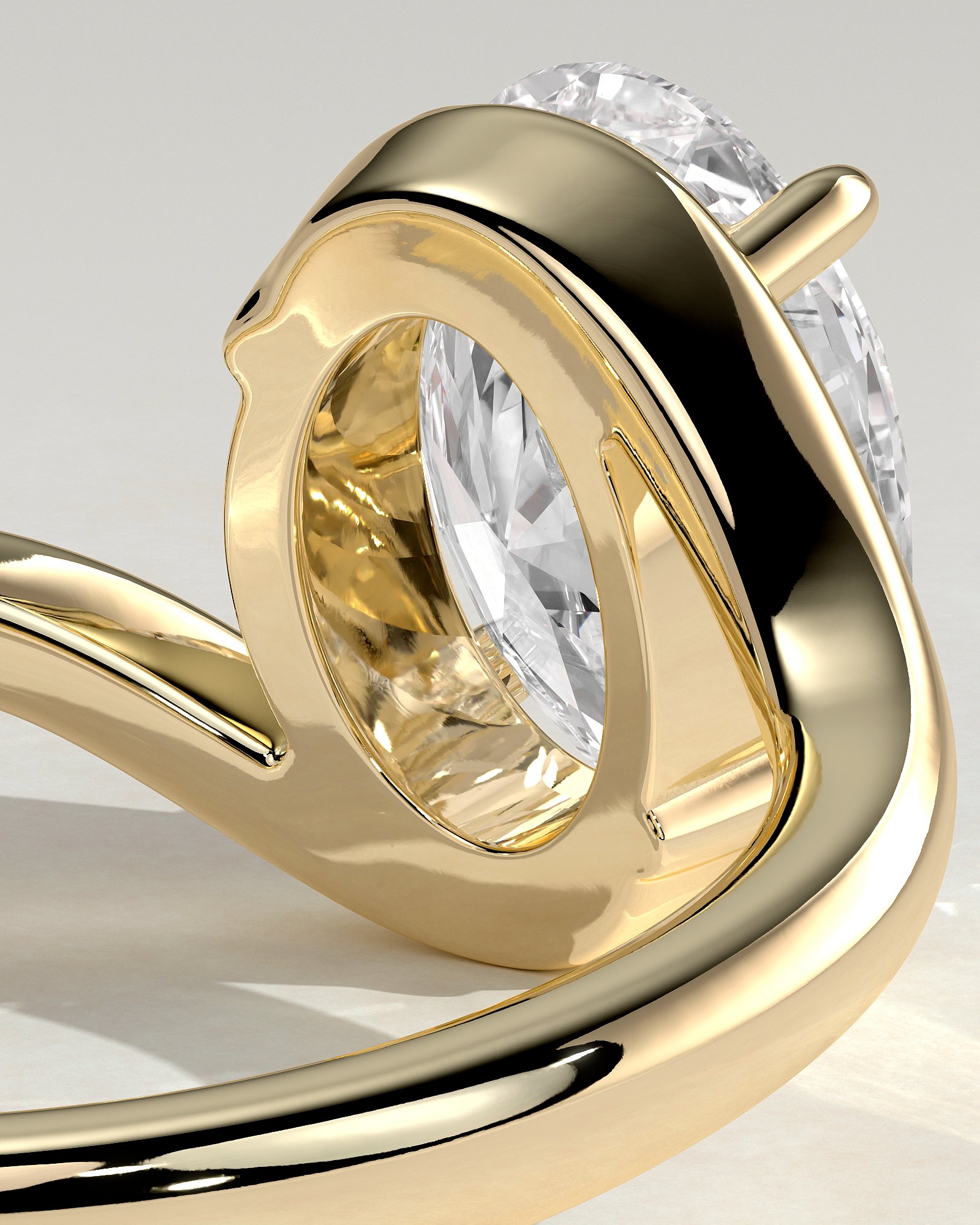 Oval Solitaire with Bypass Band Engagement Ring - Image 4