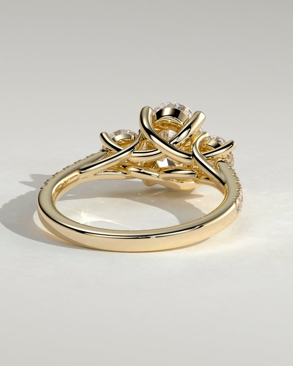 Oval Trilogy with Pavé Diamonds Engagement Ring