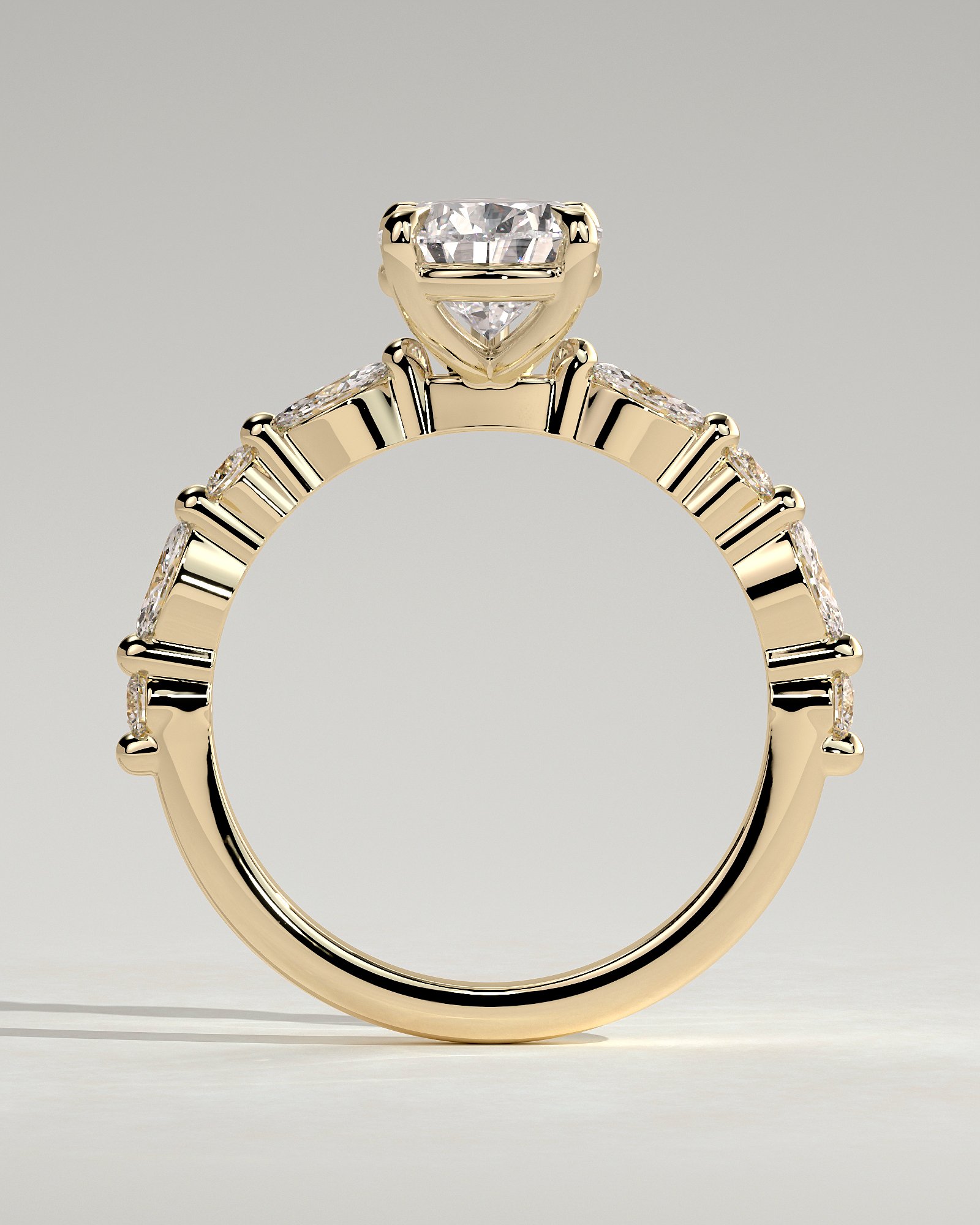 Pear Solitaire with Accent Band Engagement Ring - Image 2