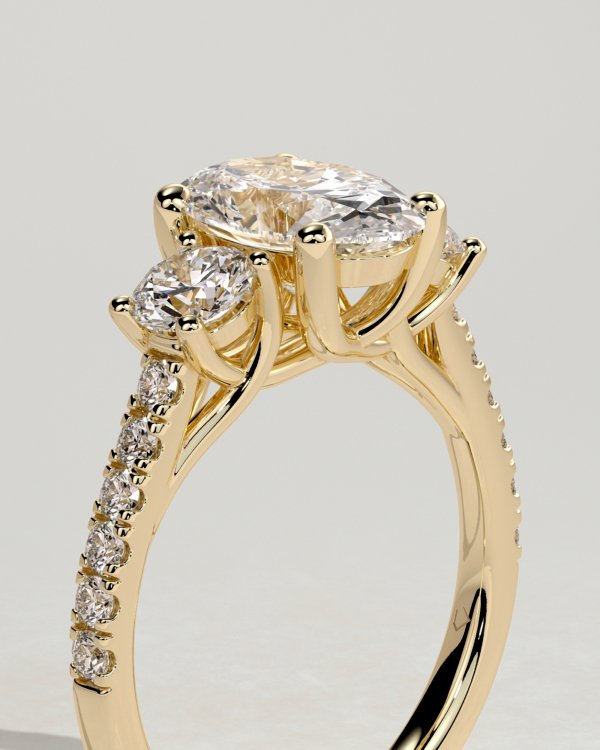 Oval Trilogy with Pavé Diamonds Engagement Ring