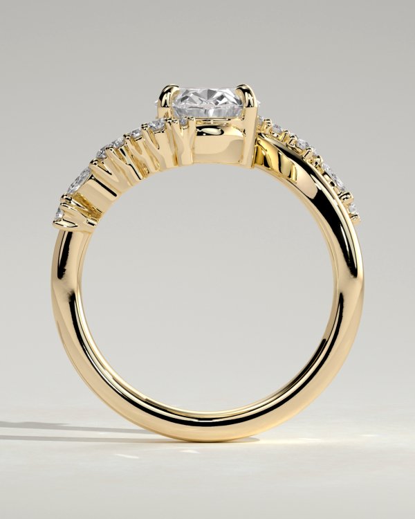 Oval Solitaire with Clustered Accent Stones Engagement Ring
