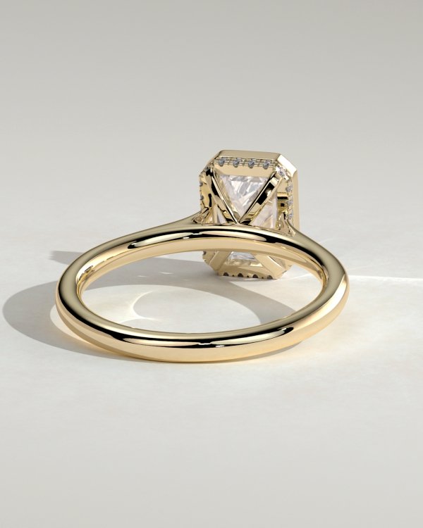 Emerald Bezel Solitaire with Hidden Halo Engagement Ring