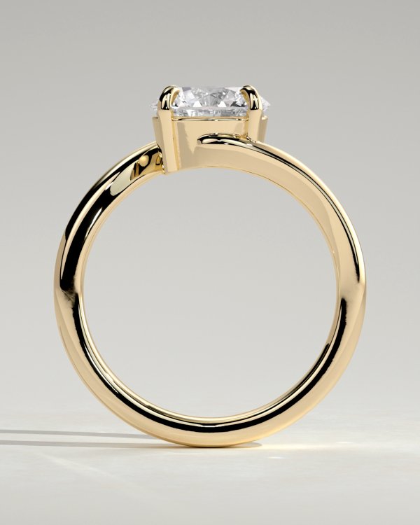 Round Solitaire with Bypass Band Engagement Ring