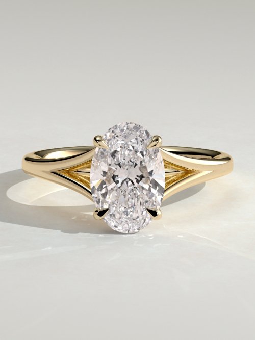 Oval Cathedral Solitaire Engagement Ring