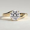 Round Solitaire with Bypass Band Engagement Ring