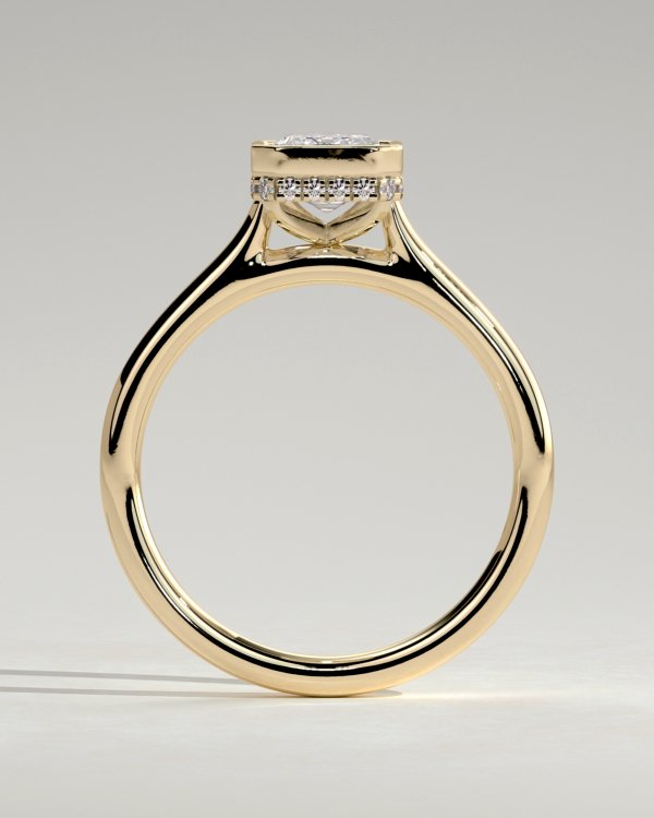 Emerald Bezel Solitaire with Hidden Halo Engagement Ring