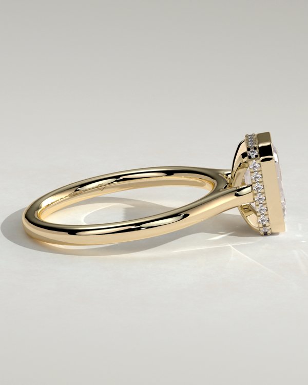 Emerald Bezel Solitaire with Hidden Halo Engagement Ring