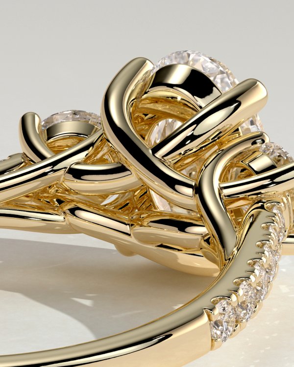 Oval Trilogy with Pavé Diamonds Engagement Ring