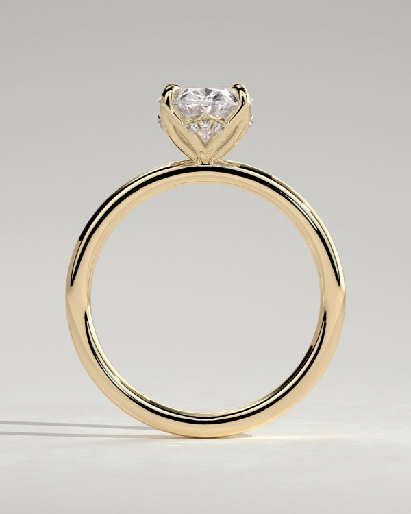 Oval Solitaire with Petal Gallery Engagement Ring