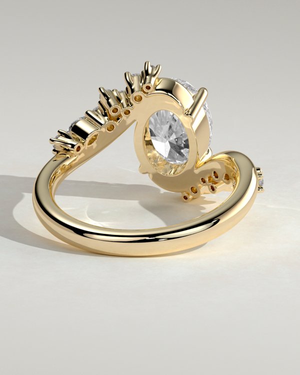 Oval Solitaire with Clustered Accent Stones Engagement Ring
