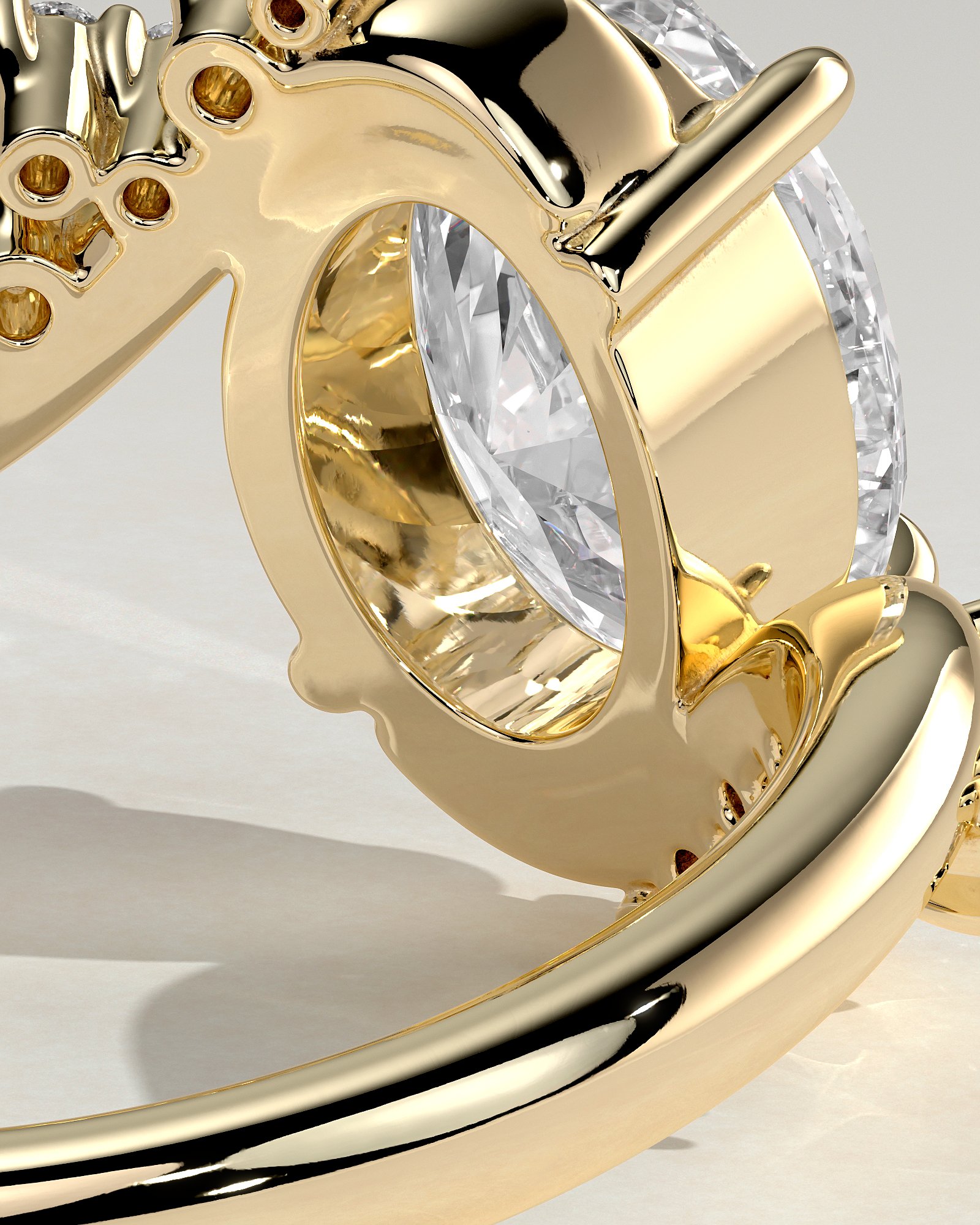 Oval Solitaire with Clustered Accent Stones Engagement Ring - Image 6