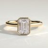 Emerald Bezel Solitaire with Hidden Halo Engagement Ring