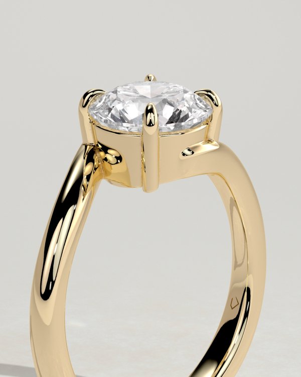 Round Solitaire with Bypass Band Engagement Ring