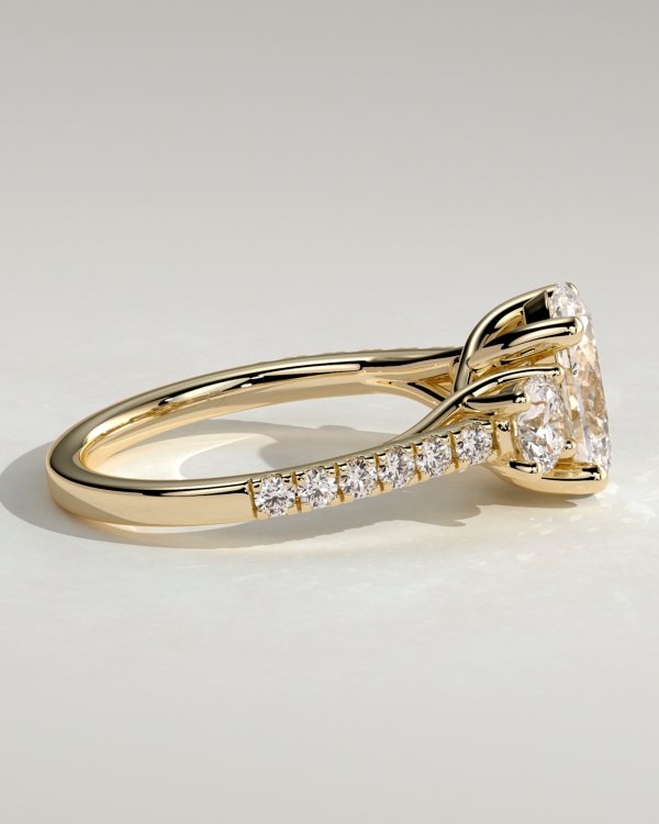 Oval Trilogy with Pavé Diamonds Engagement Ring