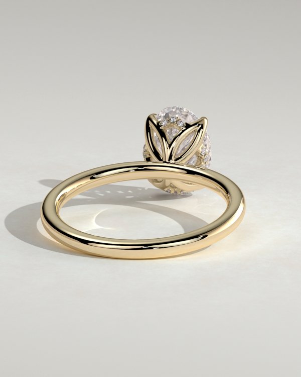 Oval Solitaire with Petal Gallery Engagement Ring