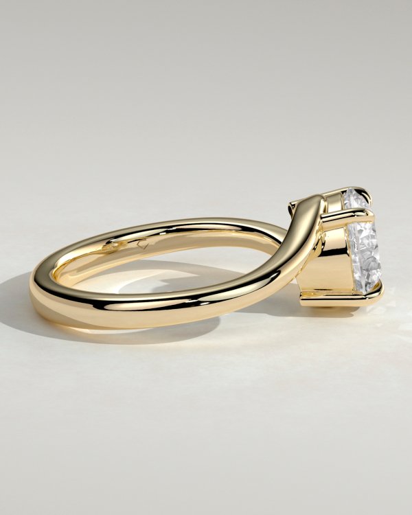 Round Solitaire with Bypass Band Engagement Ring