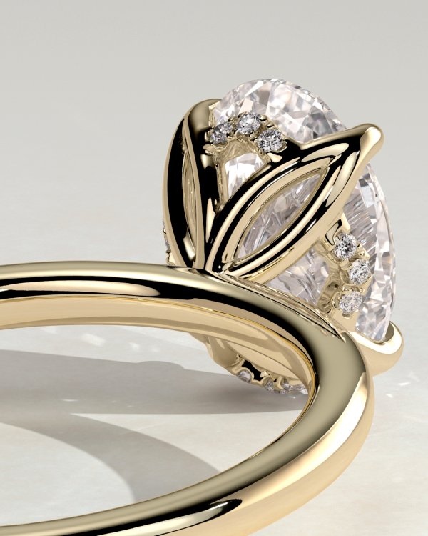 Oval Solitaire with Petal Gallery Engagement Ring