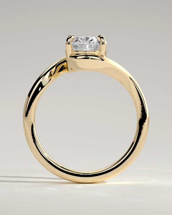 Oval Solitaire with Bypass Band Engagement Ring