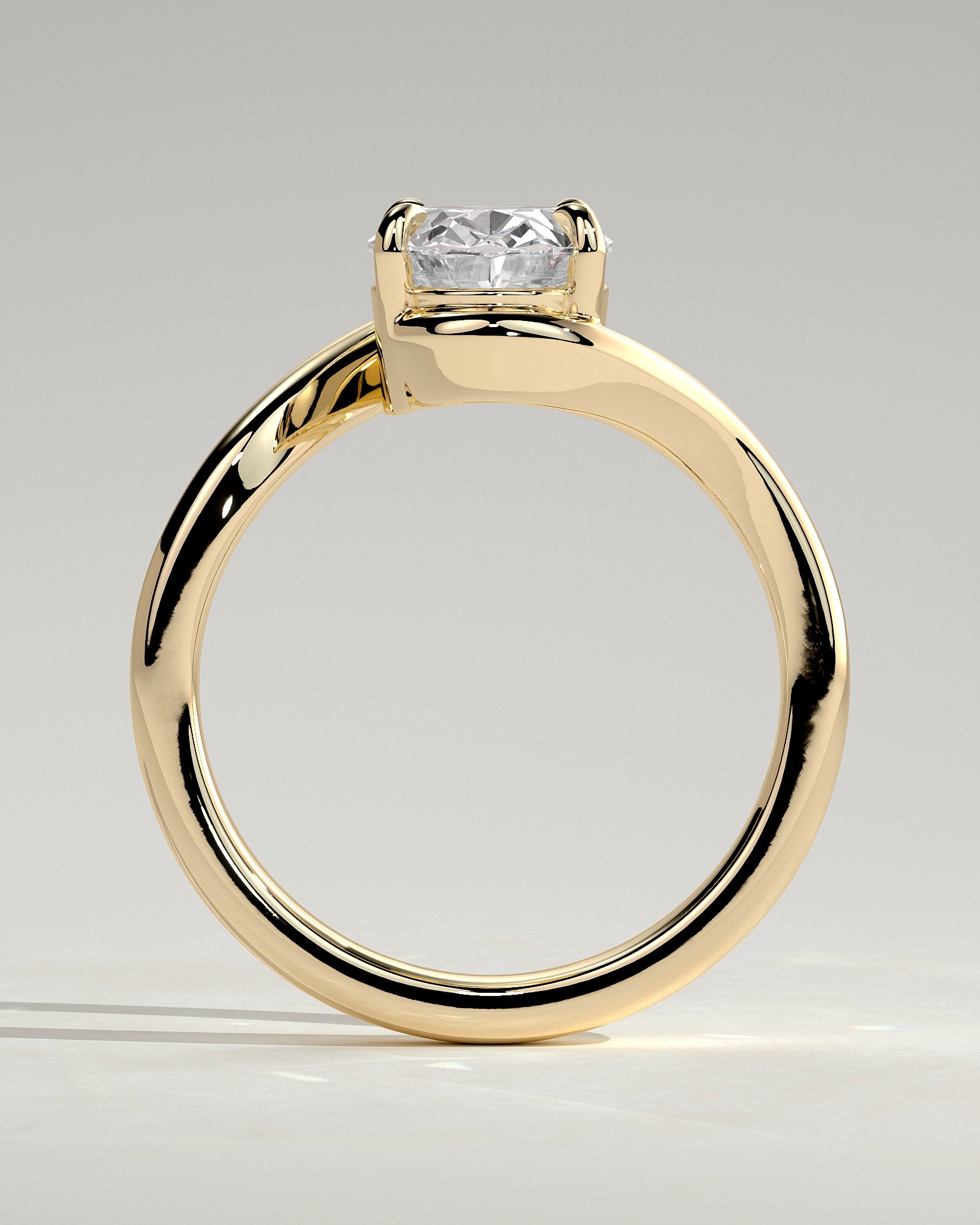 Oval Solitaire with Bypass Band Engagement Ring - Image 2