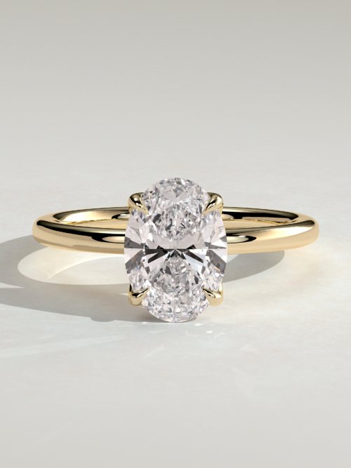 Oval Solitaire with Petal Gallery Engagement Ring