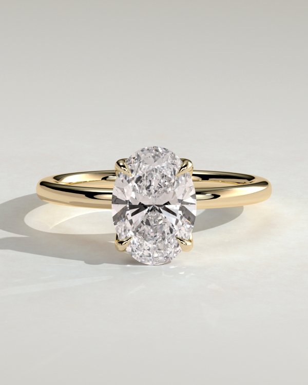 Oval Solitaire with Petal Gallery Engagement Ring