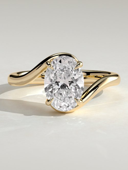Oval Solitaire with Bypass Band Engagement Ring