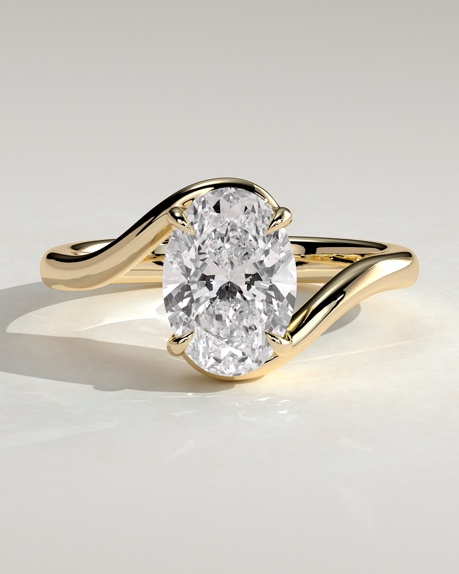 Oval Solitaire with Bypass Band Engagement Ring