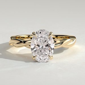 Trinity Oval Solitaire with Twisted Band Engagement Ring