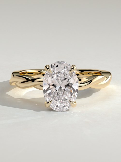 Trinity Oval Solitaire with Twisted Band Engagement Ring