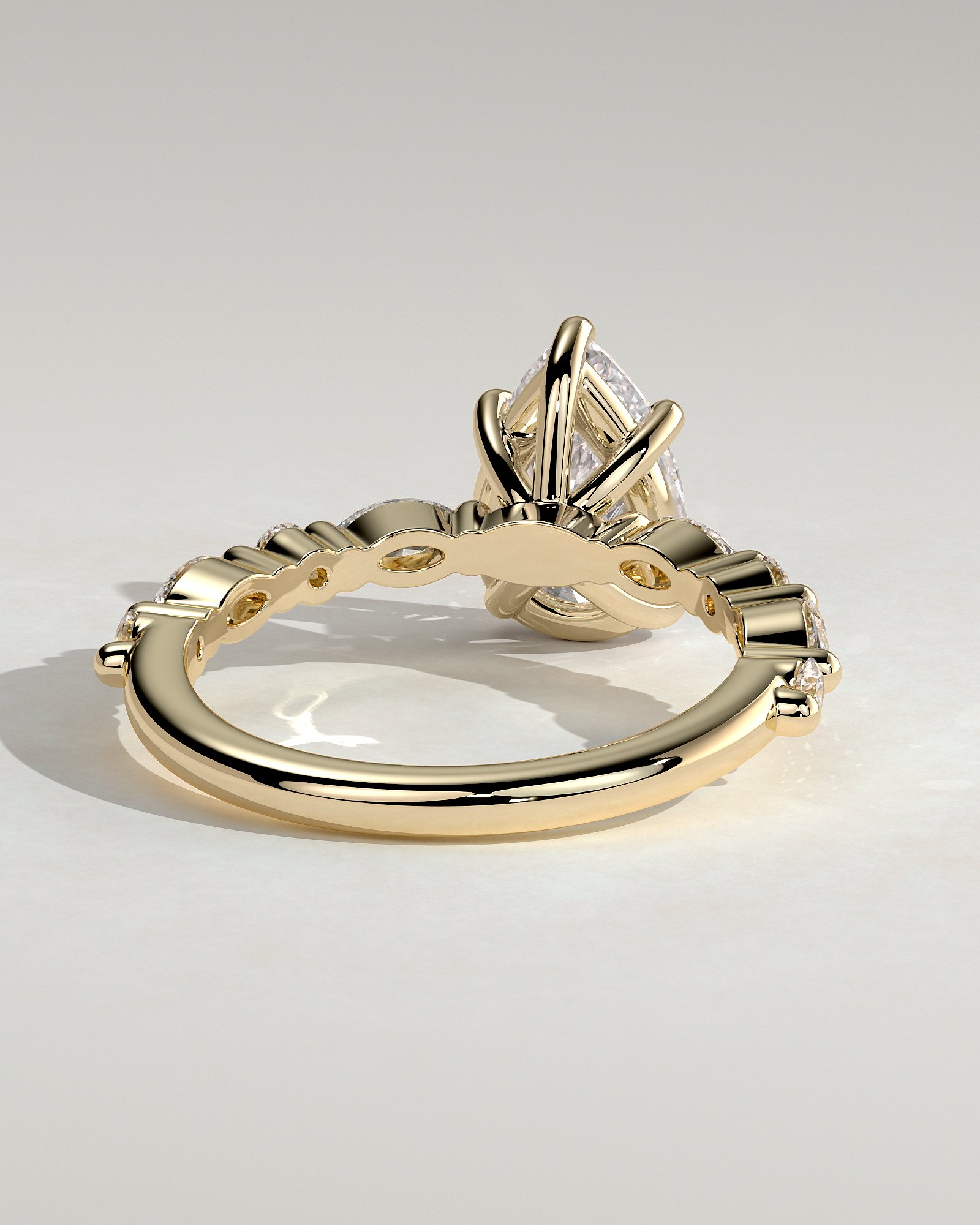 Pear Solitaire with Accent Band Engagement Ring - Image 3
