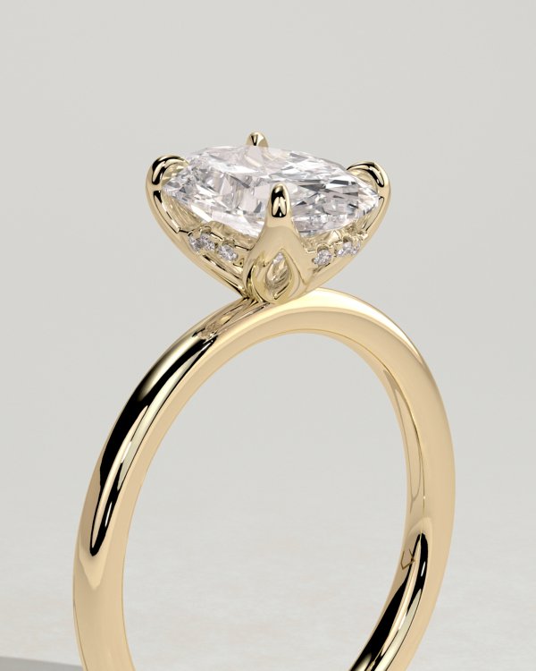 Oval Solitaire with Petal Gallery Engagement Ring
