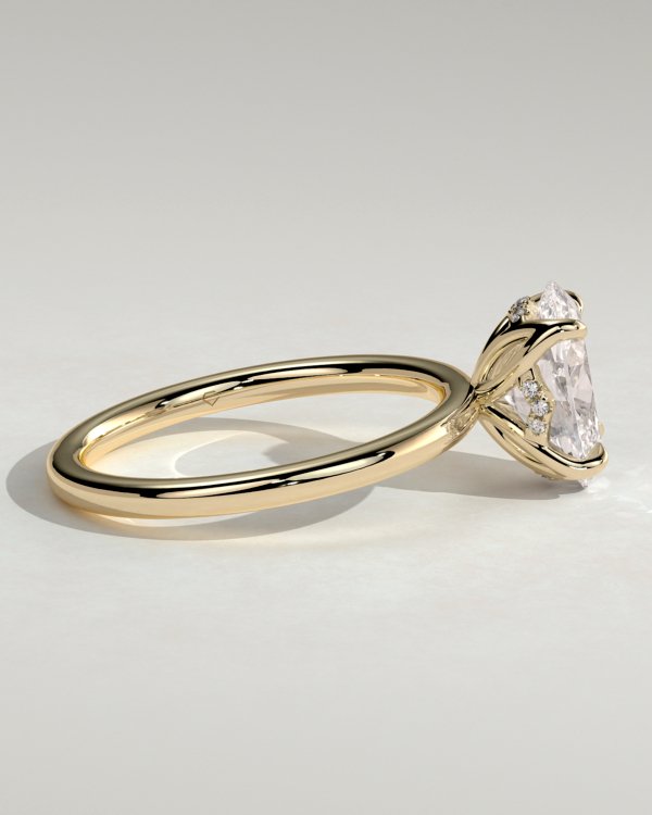 Oval Solitaire with Petal Gallery Engagement Ring
