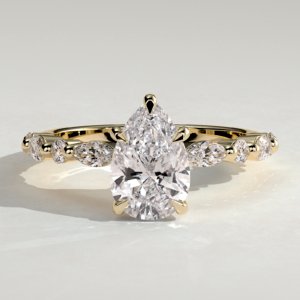 Pear Solitaire with Accent Band Engagement Ring