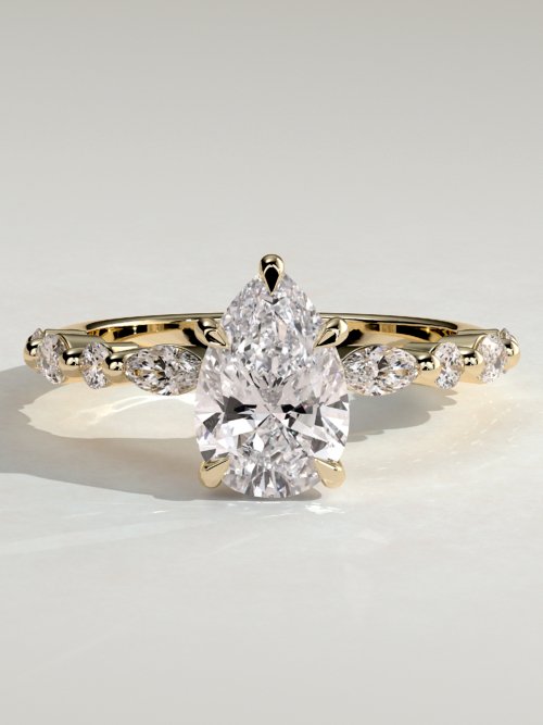 Pear Solitaire with Accent Band Engagement Ring