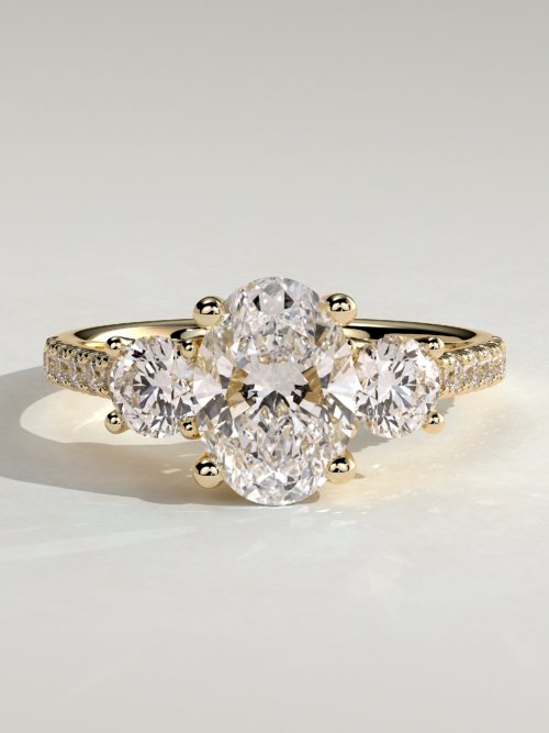 Oval Trilogy with Pavé Diamonds Engagement Ring
