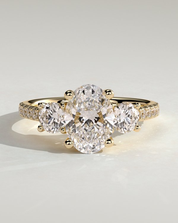 Oval Trilogy with Pavé Diamonds Engagement Ring