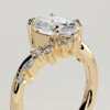 Oval Solitaire with Clustered Accent Stones Engagement Ring