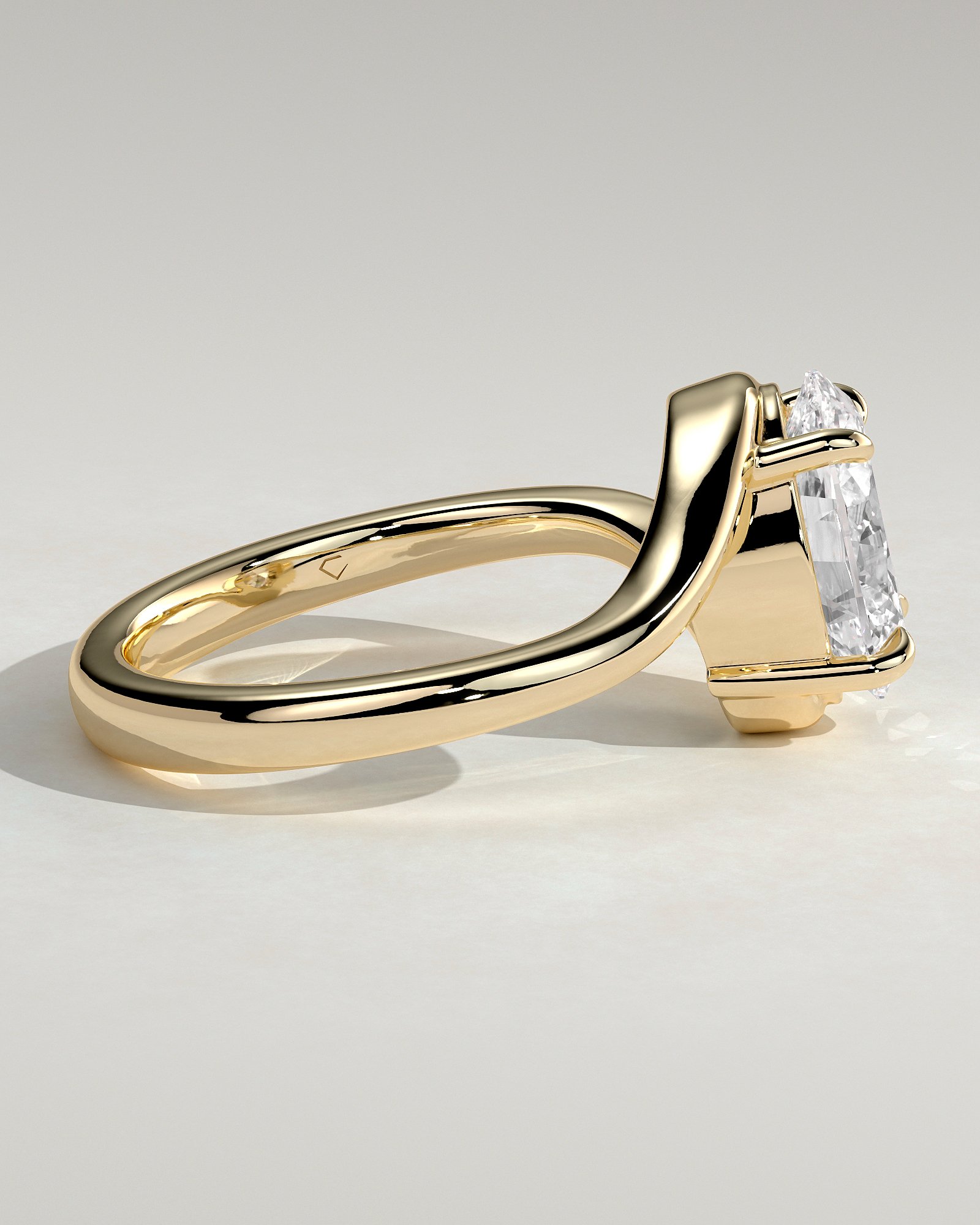 Oval Solitaire with Bypass Band Engagement Ring - Image 6