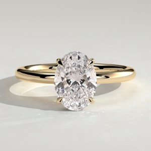 Oval Solitaire Hidden Halo Engagement Ring