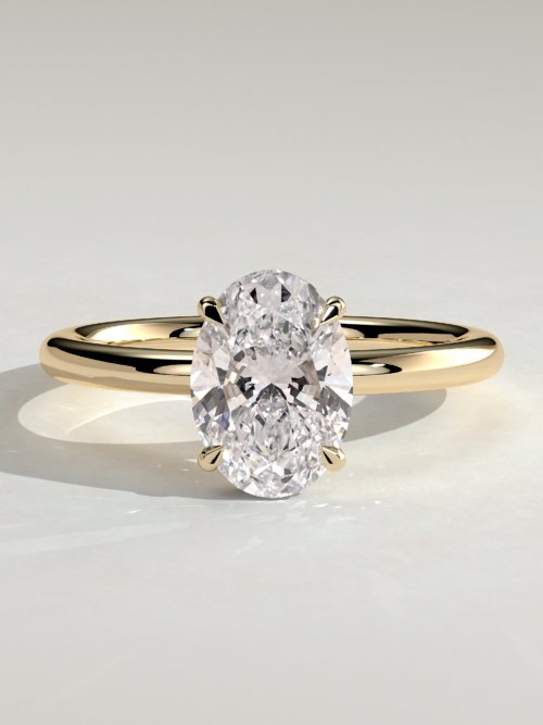 Oval Solitaire Hidden Halo Engagement Ring