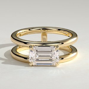 Emerald Solitaire with Double Band Engagement Ring