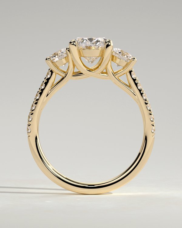Oval Trilogy with Pavé Diamonds Engagement Ring
