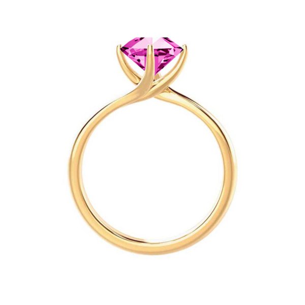 Pink Sapphire Twist Solitaire Engagement Ring