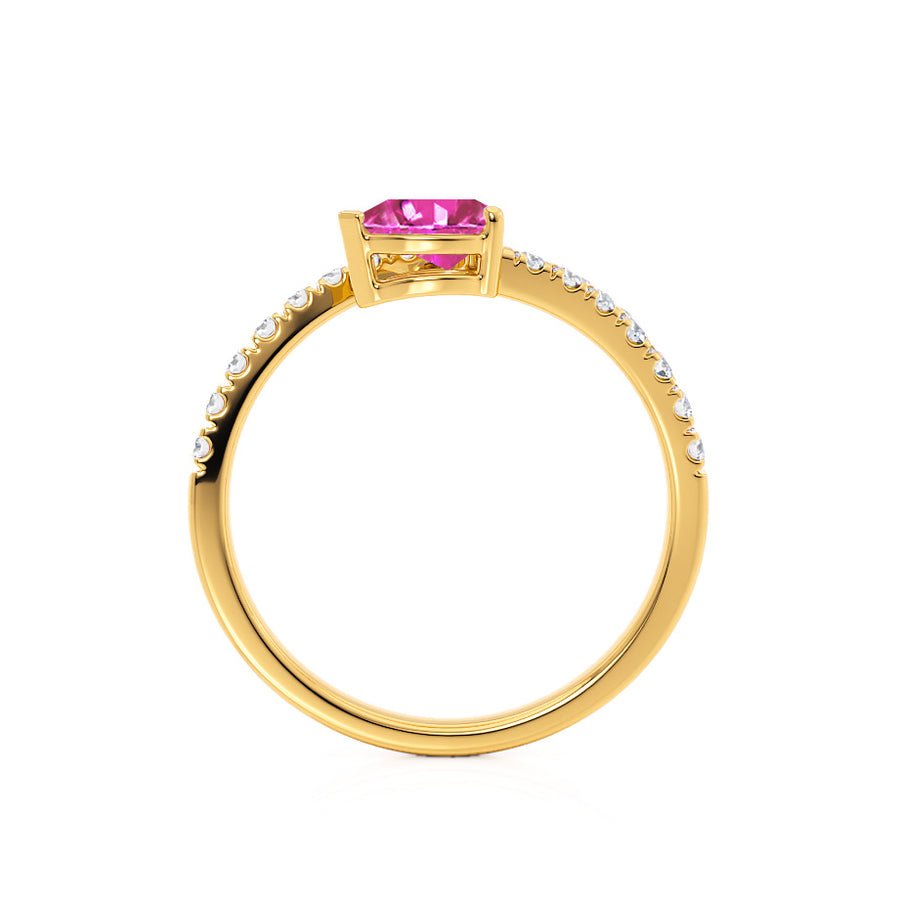 Pear Pink Sapphire Split Shank Diamond Ring - Image 3