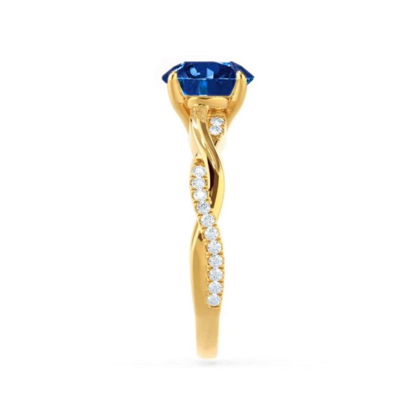 Round Blue Sapphire & Diamond Vine Engagement Ring